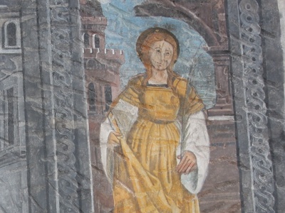 Santa Lucia affrescata all\u0027interno della Cappella dell\u0027Annunciazione dell\u0027Oulme