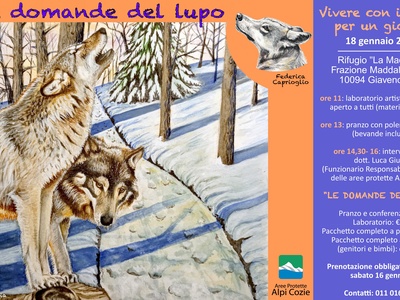 Locandina  \u0022Vivere con il lupo per un giorno\u0022 a Giaveno