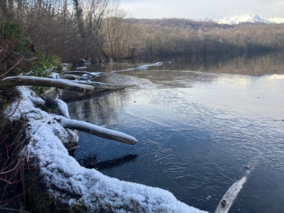 Thursday, January 8, 2026. At the peak of the cold wave, there is a low presence of ice on Lake Piccolo di Avigliana.