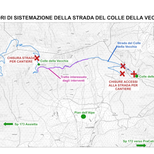 The map of the area affected by the construction site with the indication of the section closed to public access.