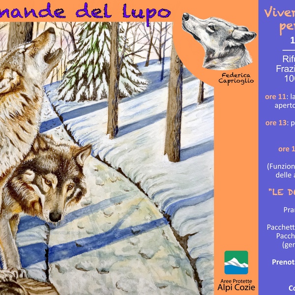 Locandina  \u0022Vivere con il lupo per un giorno\u0022 a Giaveno