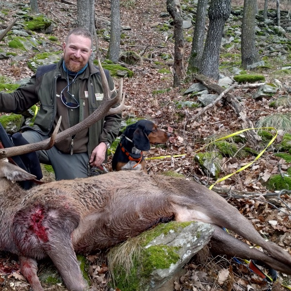 Dear Ghirardi after the discovery of a large specimen of deer.